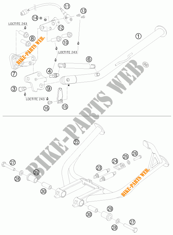 SIDE / MAIN STAND for KTM 990 ADVENTURE WHITE ABS 2009
