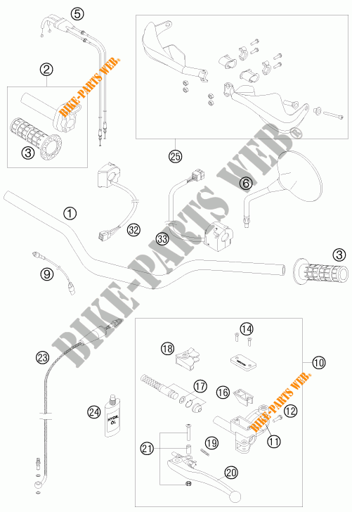 HANDLEBAR / CONTROLS for KTM 990 ADVENTURE ORANGE ABS 2009