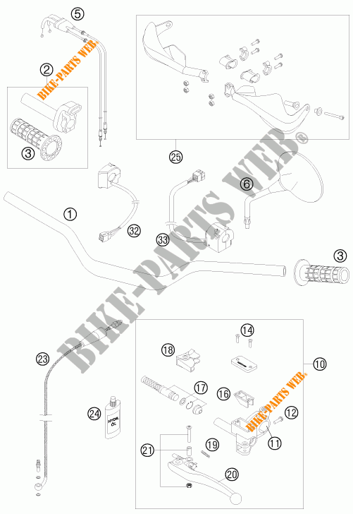 HANDLEBAR / CONTROLS for KTM 990 ADVENTURE ORANGE ABS 2008