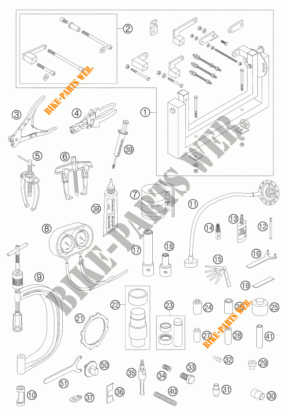 SPECIFIC TOOLS (ENGINE) for KTM 950 ADVENTURE S 2005