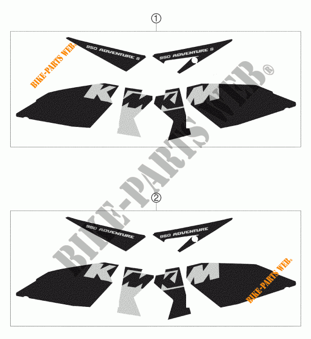 STICKERS for KTM 950 ADVENTURE SILVER 2003