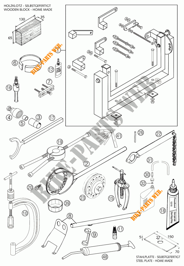 SPECIFIC TOOLS (ENGINE) for KTM 640 ADVENTURE R 2004