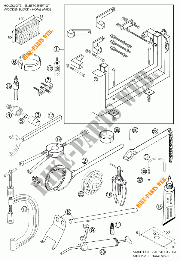 SPECIFIC TOOLS (ENGINE) for KTM 640 ADVENTURE R 2002