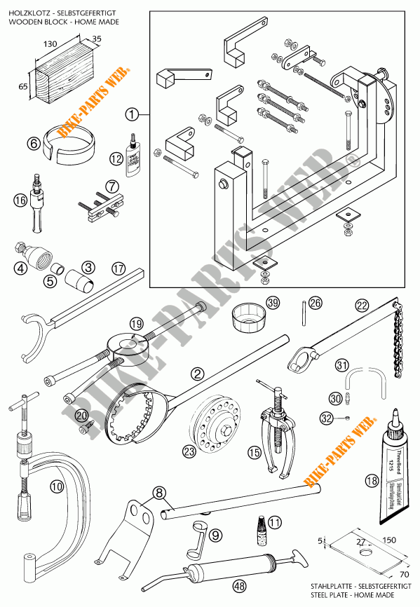 SPECIFIC TOOLS (ENGINE) for KTM 640 ADVENTURE R 2002