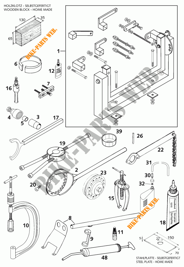 SPECIFIC TOOLS (ENGINE) for KTM 640 ADVENTURE R 2001