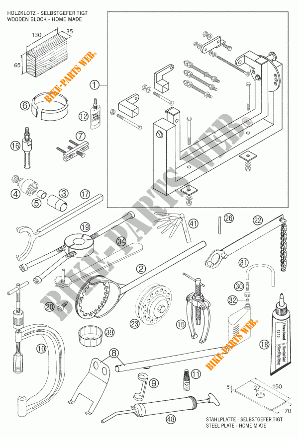 SPECIFIC TOOLS (ENGINE) for KTM 640 LC4 ADVENTURE 2006