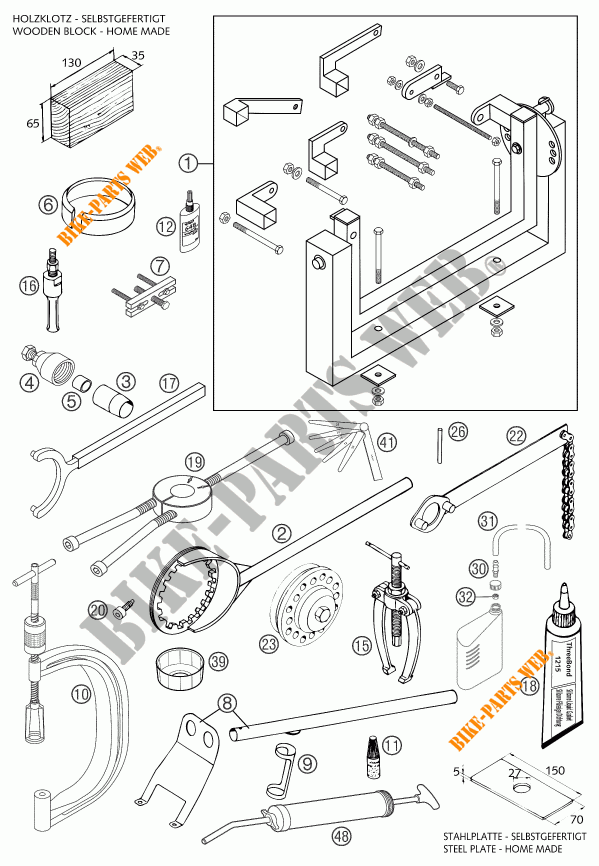 SPECIFIC TOOLS (ENGINE) for KTM 640 LC4 ADVENTURE 2003