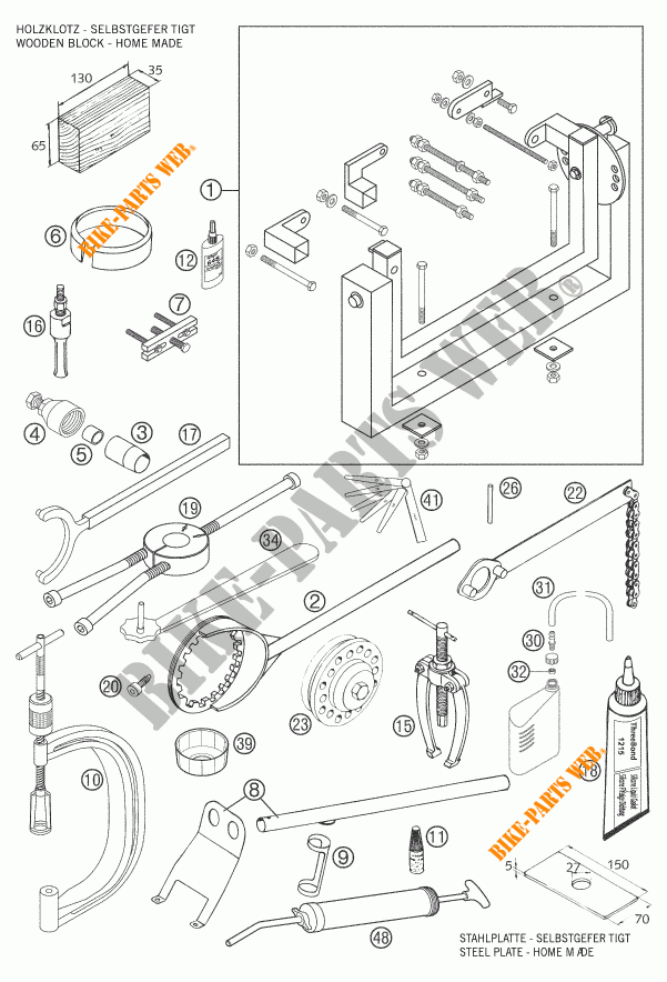 SPECIFIC TOOLS (ENGINE) for KTM 640 ADVENTURE 2007