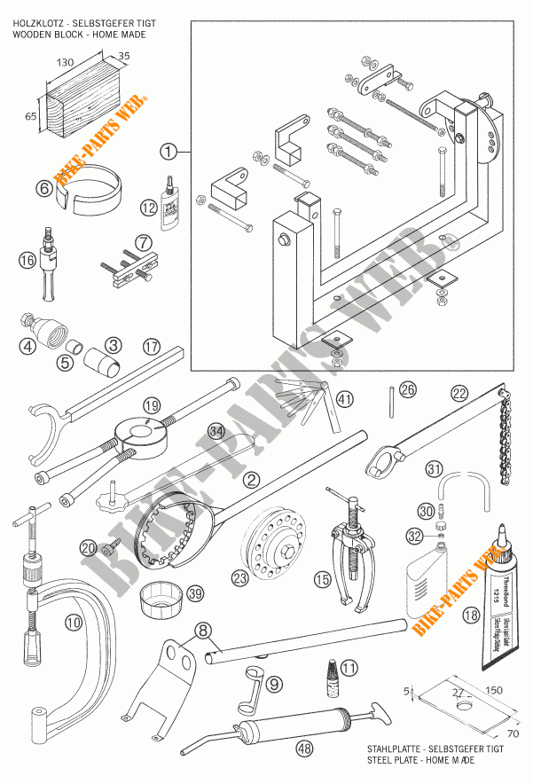SPECIFIC TOOLS (ENGINE) for KTM 640 ADVENTURE 2005
