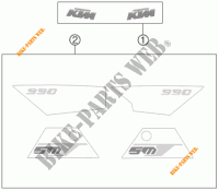 STICKERS for KTM 990 SUPERMOTO T WHITE ABS 2012