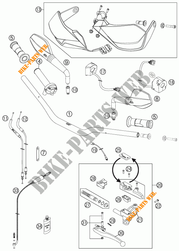 HANDLEBAR / CONTROLS for KTM 990 SUPERMOTO T BLACK ABS 2012