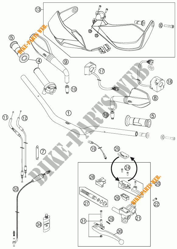 HANDLEBAR / CONTROLS for KTM 990 SUPERMOTO T BLACK ABS 2011