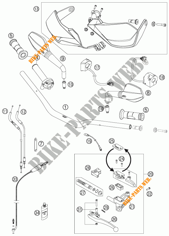HANDLEBAR / CONTROLS for KTM 990 SUPERMOTO T SILVER 2010