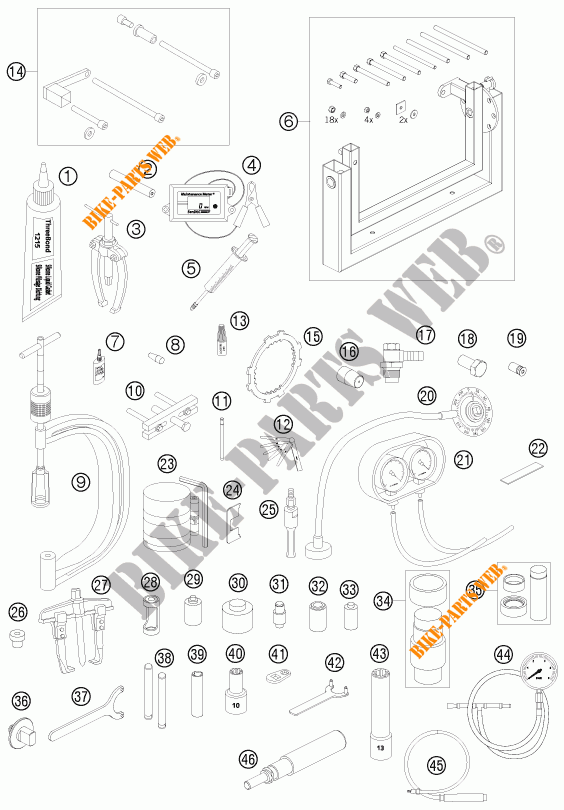 SPECIFIC TOOLS (ENGINE) for KTM 990 SUPERMOTO R 2009