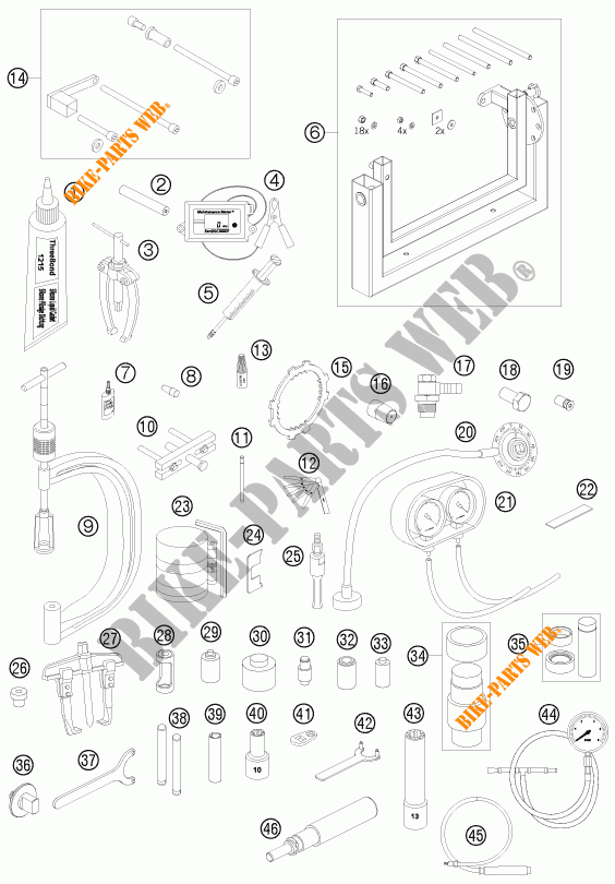 SPECIFIC TOOLS (ENGINE) for KTM 990 SUPERMOTO R 2009
