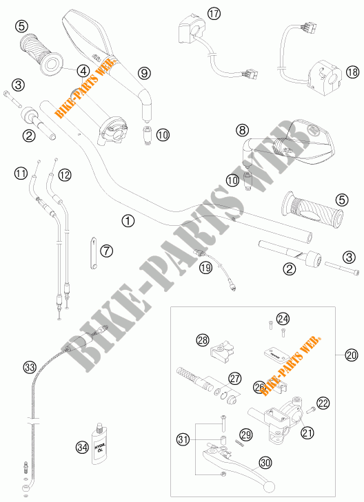 HANDLEBAR / CONTROLS for KTM 990 SUPERMOTO BLACK 2009