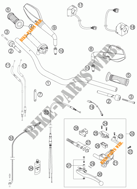 HANDLEBAR / CONTROLS for KTM 950 SUPERMOTO R 2007