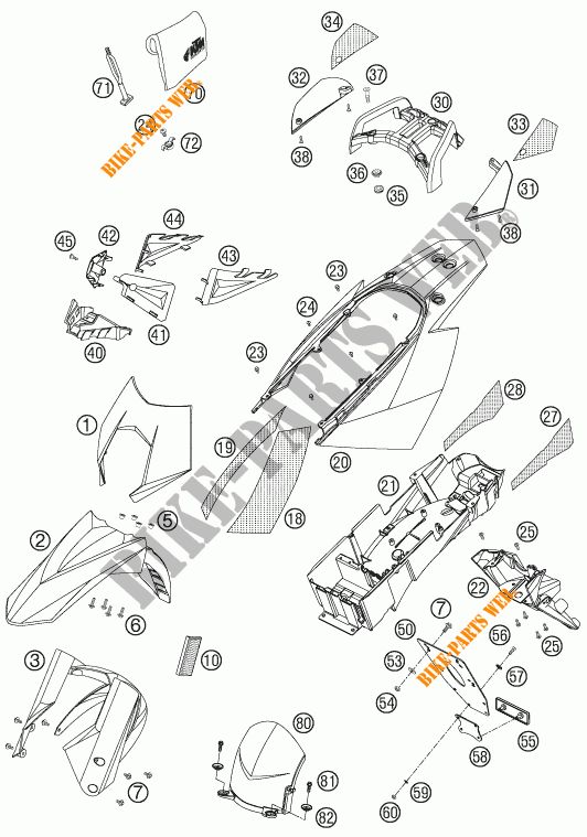 PLASTICS for KTM 950 SUPERMOTO ORANGE 2006