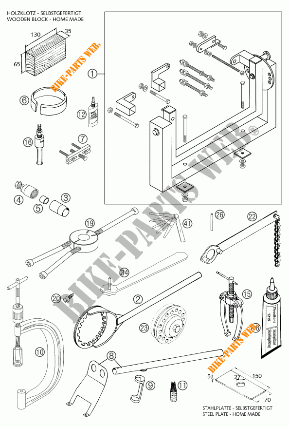 SPECIFIC TOOLS (ENGINE) for KTM 660 SMS 2004