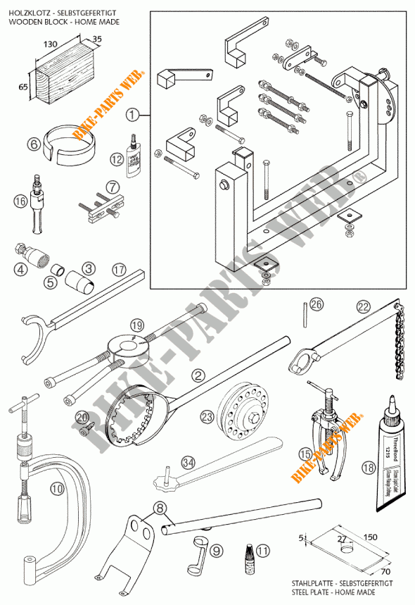 SPECIFIC TOOLS (ENGINE) for KTM 660 SM FACTORY REPLICA 2002