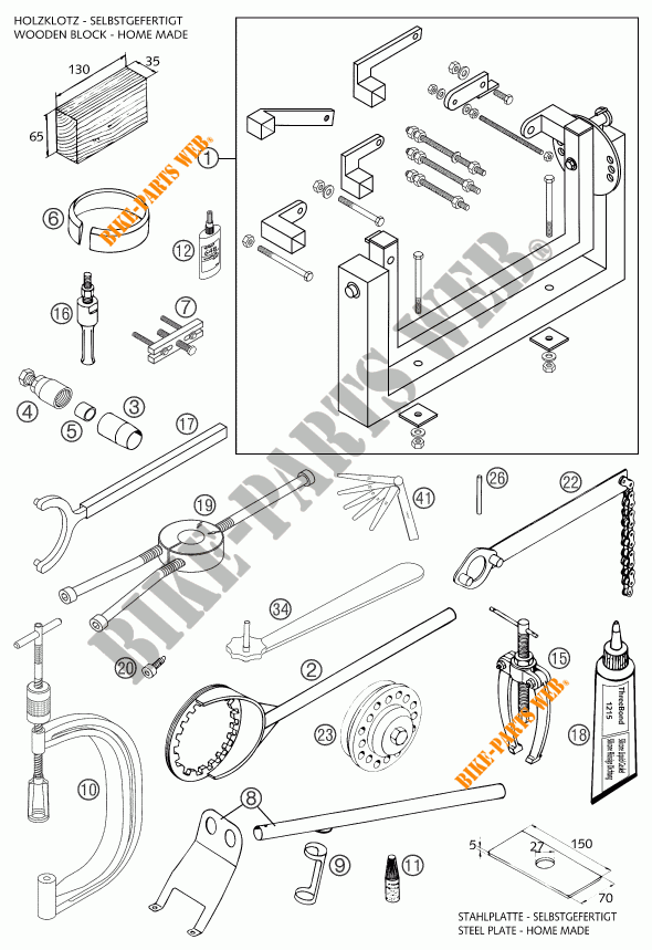 SPECIFIC TOOLS (ENGINE) for KTM 660 SMC 2003