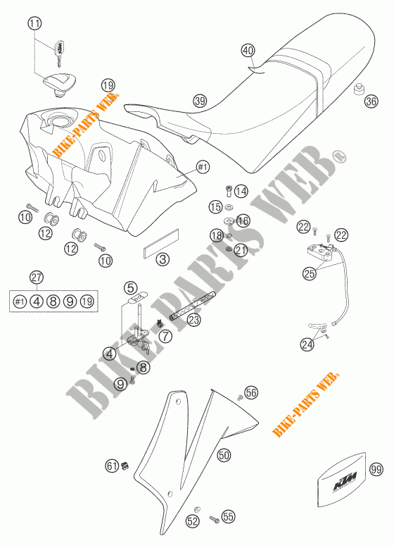 TANK / SEAT for KTM 640 LC4 SUPERMOTO PRESTIGE 2006