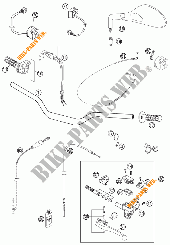 HANDLEBAR / CONTROLS for KTM 640 LC4 SUPERMOTO PRESTIGE 2005