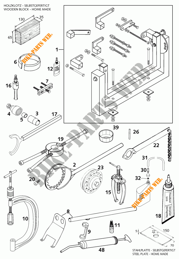 SPECIFIC TOOLS (ENGINE) for KTM 640 LC4 SUPERMOTO 2001