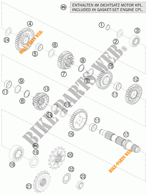 GEARBOX COUNTERSHAFT for KTM 1190 RC8 ORANGE 2009