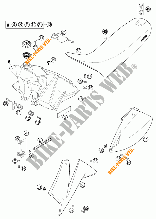 TANK / SEAT for KTM 625 SC SUPER-MOTO 2002