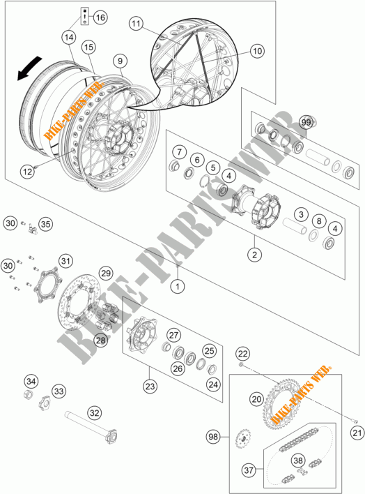 REAR WHEEL for KTM 690 SMC R ABS 2016