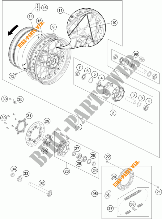 REAR WHEEL for KTM 690 SMC R ABS 2014