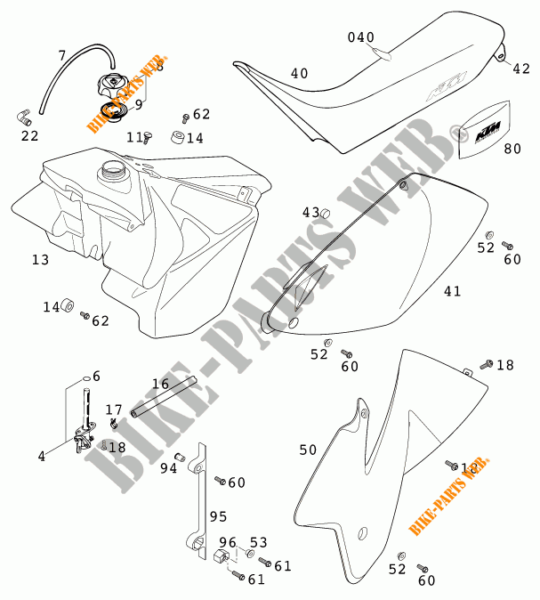 TANK / SEAT for KTM 125 SUPERMOTO 80 2001