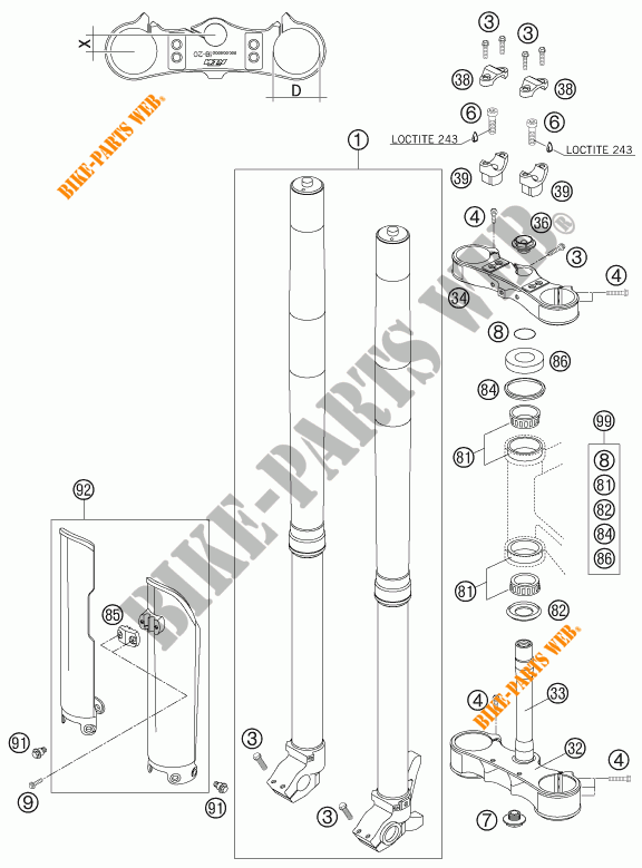 FRONT FORK / TRIPLE CLAMP for KTM 560 SMR 2007