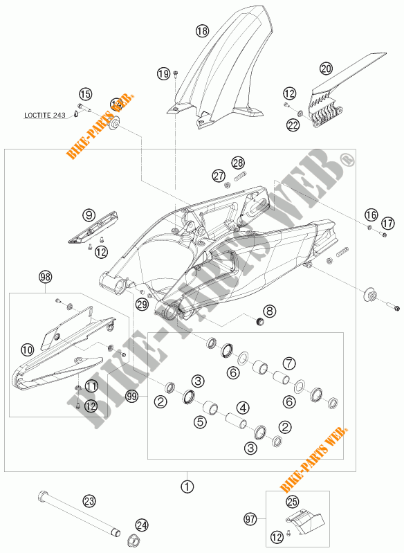 SWINGARM for KTM 1190 RC8 R LIMITED EDITION AKRAPOVIC 2009