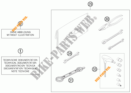 TOOL KIT / MANUALS / OPTIONS for KTM 500 XC-W 2012