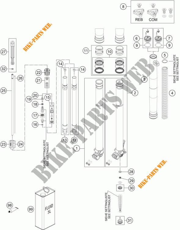 FRONT FORK (PARTS) for KTM 300 XC-W SIX DAYS 2017