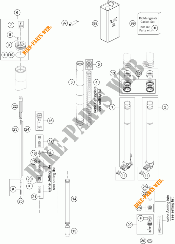 FRONT FORK (PARTS) for KTM 300 XC-W 2016
