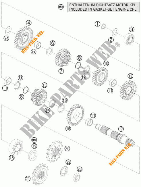 GEARBOX COUNTERSHAFT for KTM 1190 RC8 ORANGE 2008