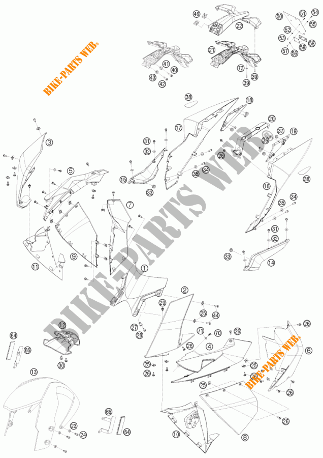 PLASTICS for KTM 1190 RC8 ORANGE 2008
