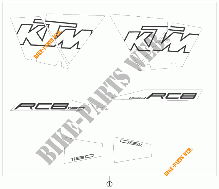 STICKERS for KTM 1190 RC8 ORANGE 2008