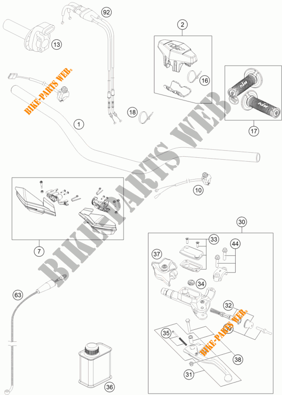 HANDLEBAR / CONTROLS for KTM 250 XCF-W 2015