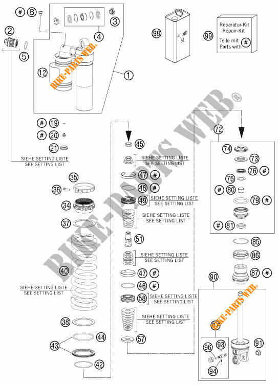 SHOCK ABSORBER (PARTS) for KTM 250 XCF-W 2015