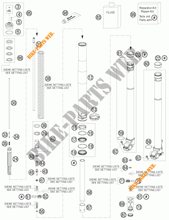 FRONT FORK (PARTS) for KTM 250 XCF-W 2014