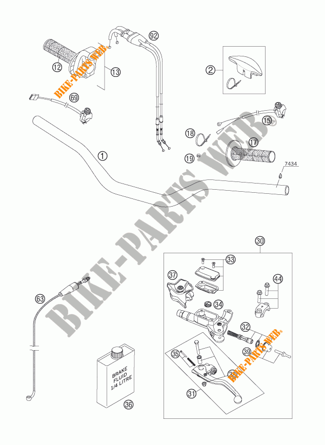 HANDLEBAR / CONTROLS for KTM 250 XCF-W 2006