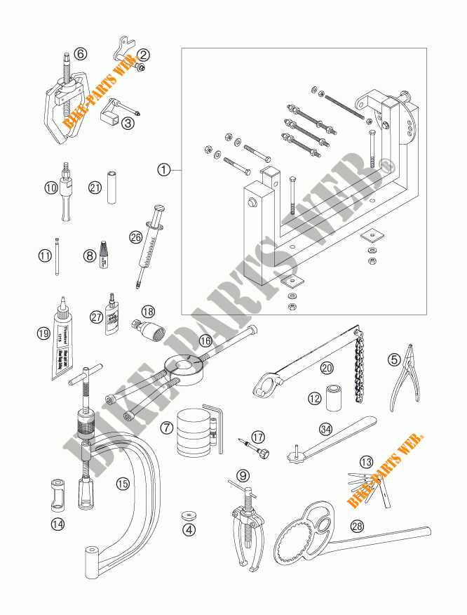 SPECIFIC TOOLS (ENGINE) for KTM 250 XCF-W 2006