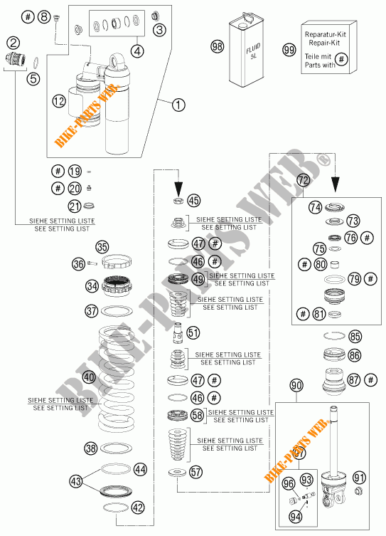 SHOCK ABSORBER (PARTS) for KTM 250 XCF-W 2016