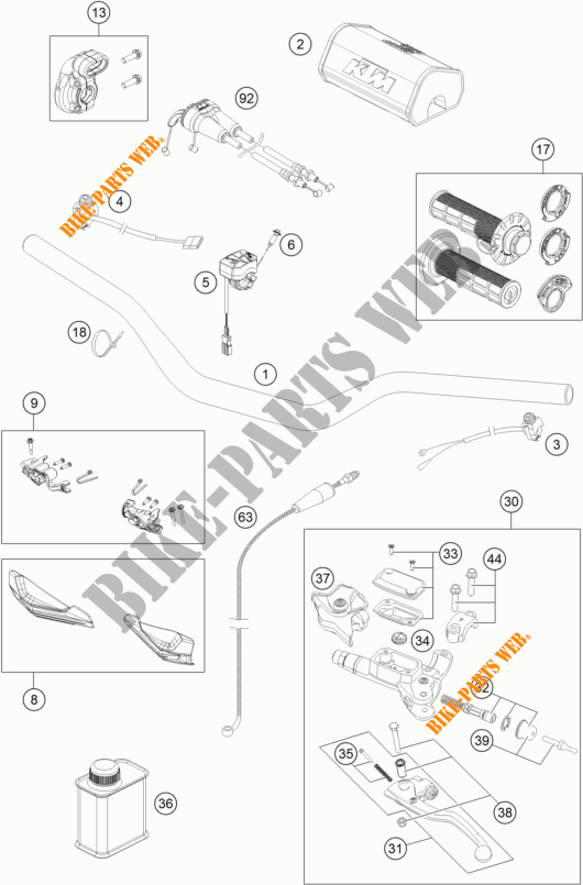 HANDLEBAR / CONTROLS for KTM 250 XC-F 2018