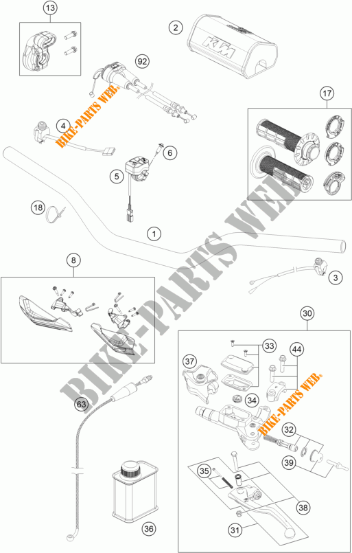 HANDLEBAR / CONTROLS for KTM 250 XC-F 2017