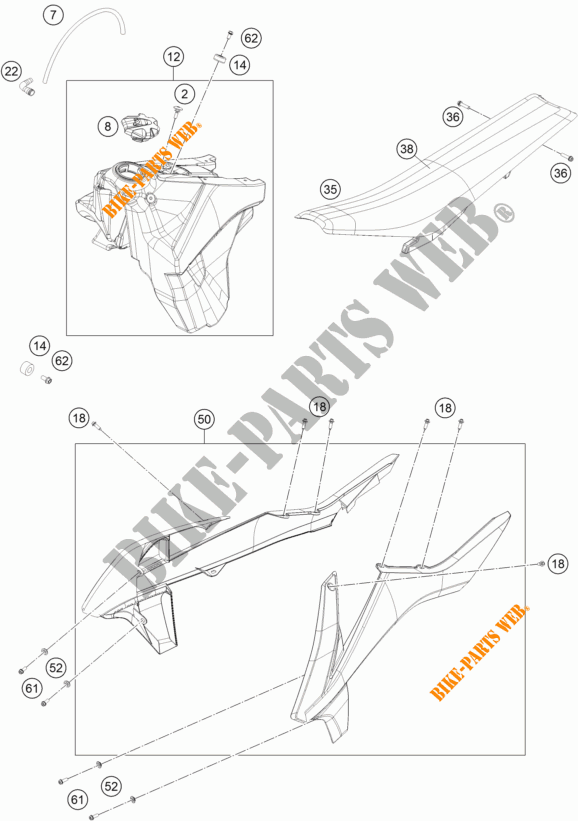 TANK / SEAT for KTM 450 XC-F 2018